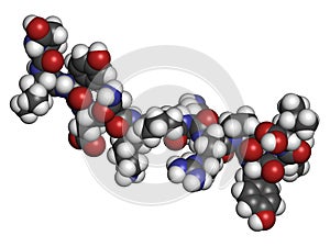 Neurotensin neurotransmitter peptide (Q1E mutated). 3D rendering based on protein data bank entry 2lne photo