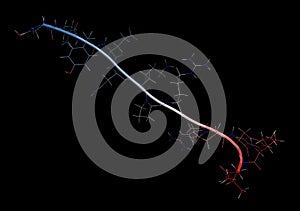 Neurotensin neurotransmitter peptide (Q1E mutated). 3D rendering based on protein data bank entry 2lne photo