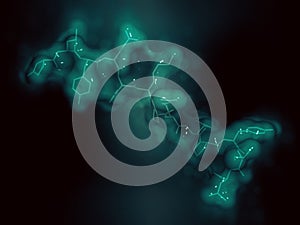 Neurotensin neurotransmitter peptide (Q1E mutated). 3D rendering based on protein data bank entry 2lne photo
