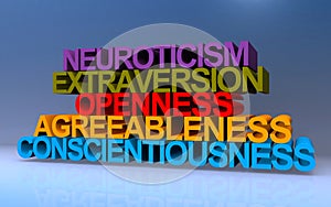 neuroticism extraversion openness agreeableness conscientiousness on blue photo