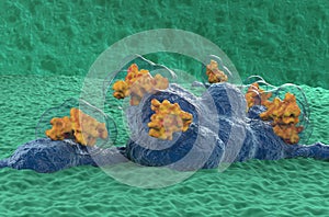 Neurotoxins (like spyder venom enzyme) destructive to nerve tissue - 3d illustration closeup view