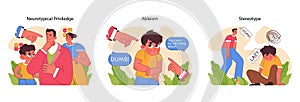 Neurotypical privilege set. Flat vector illustration photo