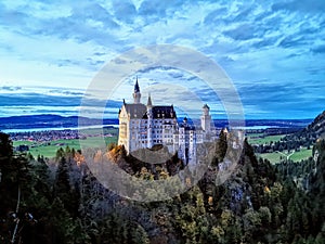 Neuschwangau castle at twilight