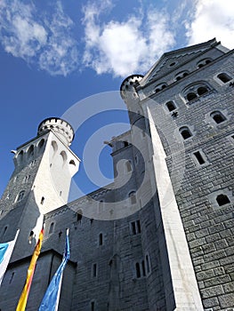 Neuschwanstein Castle in Baviera, Germany, close-up view