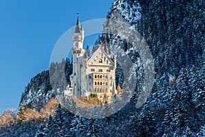 Neuschwanstein Castle on early morning in winter