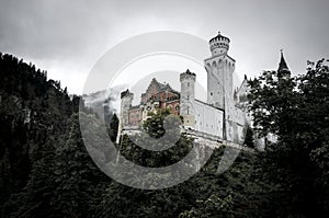 Neuschwanstein Castle in mist