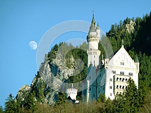 Neuschwanstein Castle and moon