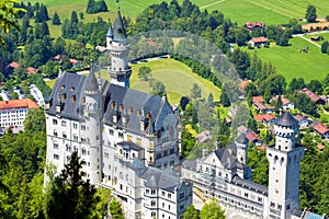 Neuschwanstein castle in Munich vicinity, Bavaria, Germany