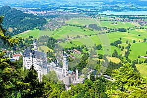 Neuschwanstein castle in Munich vicinity, Bavaria, Germany