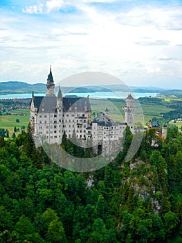 Neuschwanstein Castle, above the village of Hohenschwangau near F