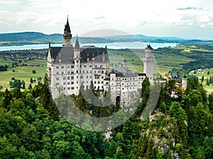 Neuschwanstein Castle, above the village of Hohenschwangau near F