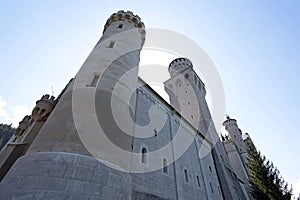 Neuschwanstein Castle (Schloss Neuschwanstein) located in southwestern Bavaria near Füssen in Germany.