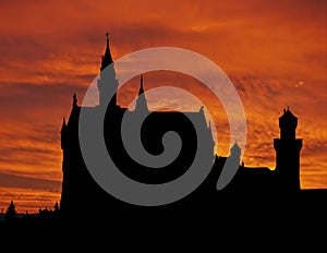 Neuschwanstein castle sunset