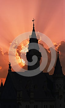 Neuschwanstein castle sunset