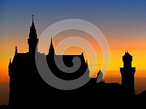 Neuschwanstein castle sunset