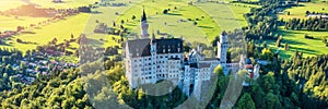 Neuschwanstein Fairytale Castle near Fussen, Bavaria, Germany. View of famous Neuschwanstein Castle. Location: village of