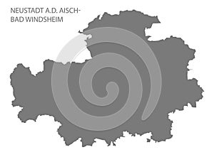 Neustadt a.d. Aisch-Bad Windsheim grey county map of Bavaria Germany