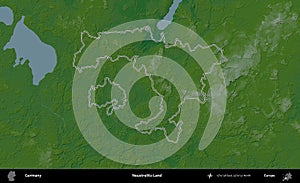 Neustrelitz-Land outlined, Germany. Physical
