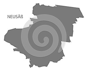 Neusäß German city map grey illustration silhouette shape