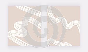 Neutral abstract wall art prints with white lines