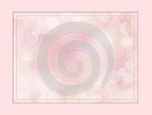 Neutral apricot rose pink border and bokeh defocus background
