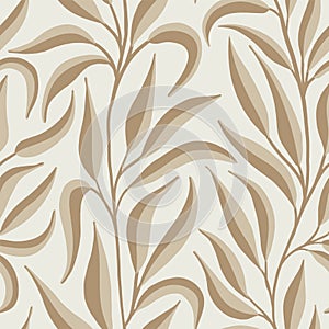 Neutral beige trailing foliage seamless vector pattern, great for textile, wallpaper, scrapbook