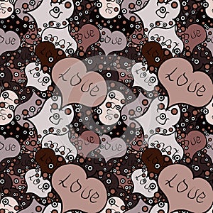 Neutral, black and brown seamless heart pattern