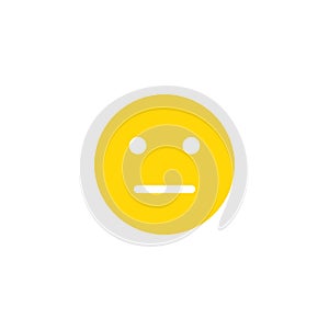 Neutral emoji anthropomorphic face. Yellow smile isolated on a white background.