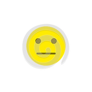 Neutral emotion anthropomorphic face. Yellow smile isolated on a white background.