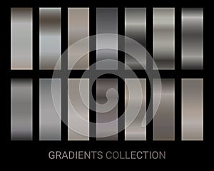 Neutral gradients set vector. Bronze gradients color collection of metal beige vector colors. Color set. Neutral palette