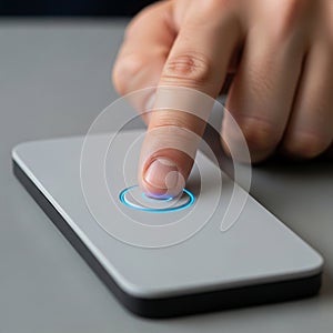 A neutral gray background emphasizing the simplicity and modern