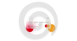 Neutral Mastercard credit card on colorful background rendered with the glassmorphism effect. Internet shopping concept photo