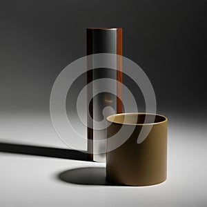 On a neutral surface with dramatic lighting creating defined shadows