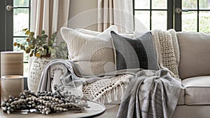 Neutral-Toned Knit Textures in a Cozy Interior