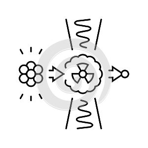 neutron activation nuclear energy line icon vector illustration