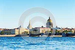 Neva river and main landmarks, St Petersburg, Russia