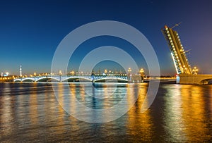 Neva river and open Troitsky Bridge - Saint-Petersburg Russia