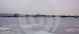 Neva River and Trinity Bridge in Saint Petersburg