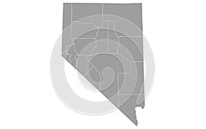 Nevada administrative map. counties map of Nevada, blank Map, empty map of Nevada