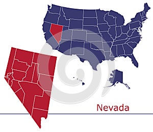 Nevada counties vector map