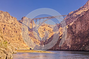Nevada Desert Landscape with Bridge in the Morning
