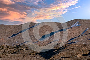 Nevada desert mountain landscape at sunset.