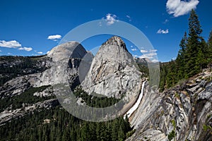 Nevada Fall and Liberty Cap in Yosemite National Park, California, USA.