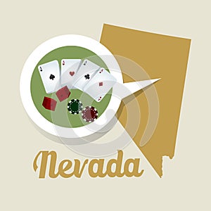 Nevada map with casino icon. Vector illustration decorative design