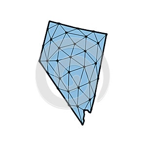 Nevada state map polygonal illustration made of lines and dots