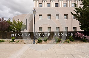 Nevada State Senate building entrance in Carson City