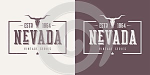 Nevada state textured vintage vector t-shirt and apparel design, typography, print, logo, poster.