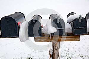 Nevada USA mailboxes with snow