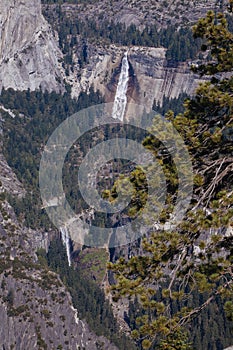 Nevada and Vernal Falls in Yosemite Valley from Panorama Trail