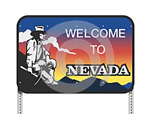 Nevada welcome road sign